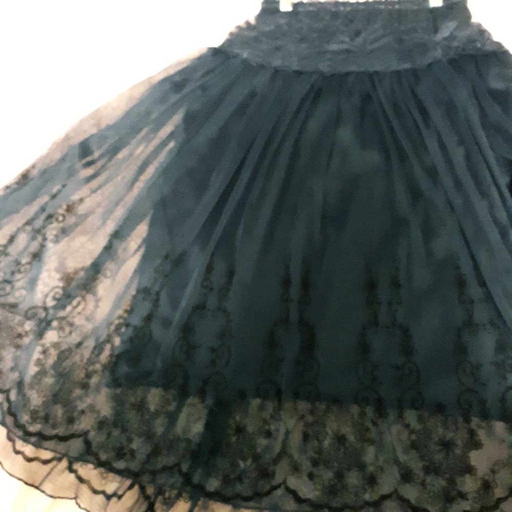 SHEER, LACY BLACK TOP /TUNIC/SKIRT/SLIP DRESS, XS